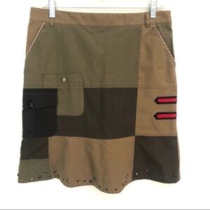 Cheap and Chic Military Inspired Patchwork Skirt